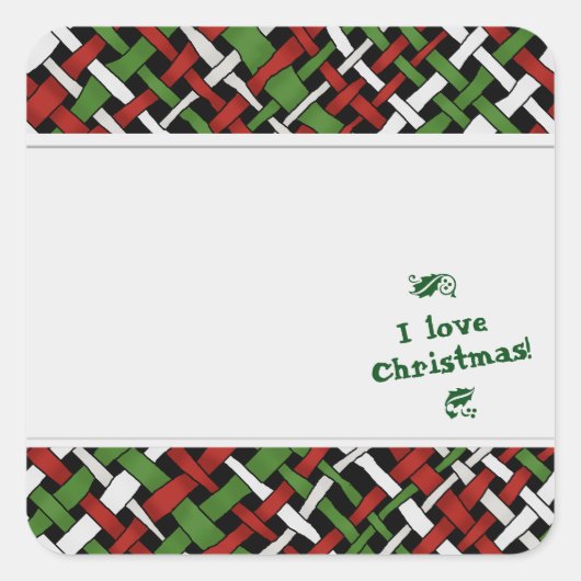 Grafische geweven kerst jute etiketten met tekst (Voorkant)