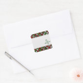 Grafische geweven kerst jute etiketten met tekst (Envelop)