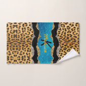 Grafische girale dierlijke drukturquoise glitter m bad handdoek (Handdoek)