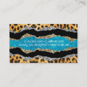 Grafische girale dierlijke drukturquoise glitter m visitekaartje (Achterkant)