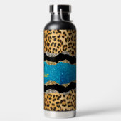 Grafische girale dierlijke drukturquoise glitter m waterfles (Links)