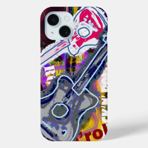 Grafische gitaren rock muziek iPhone 15 case