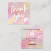 Grafische glitter girly regenboogpastel bedankt vierkante visitekaartje (Voorkant / Achterkant)