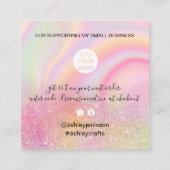 Grafische glitter girly regenboogpastel bedankt vierkante visitekaartje (Achterkant)