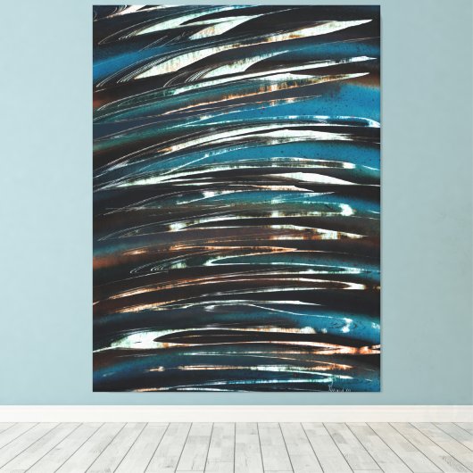 Grafische golfgolf canvas afdruk (Insitu (Houten vloer))