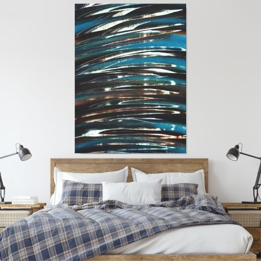 Grafische golfgolf canvas afdruk (Insitu (Slaapkamer))