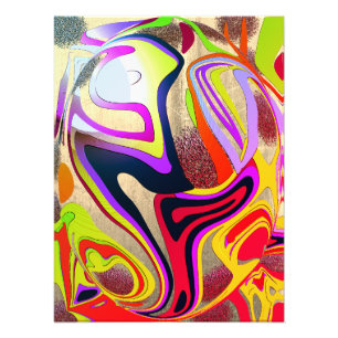 Grafische golven wereldbol - metalen achtergrond foto afdruk