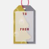 Grafische gouden kerstboom elke tekst cadeaulabel (Achterkant)