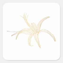 Grafische gouden lijn afbeelding van een gerberabl vierkante sticker