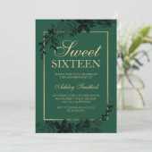 Grafische goudtypografie Floral green leaf Sweet 1 Kaart (Staand voorkant)
