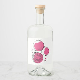 Grafische granaatappel. likeurfles etiket