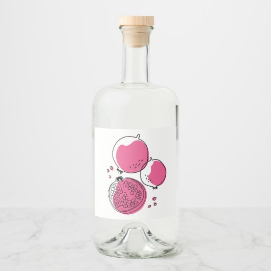 Grafische granaatappel. likeurfles etiket (Voorkant)