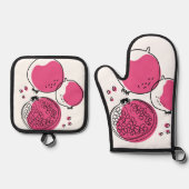 Grafische granaatappel. ovenwant & pannenlap set (Voorkant)