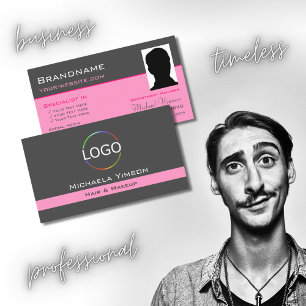 Grafische grijs en roze met Logo en fotografische  Visitekaartje