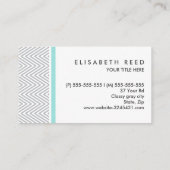 Grafische grijze chevrons aqua blauw professioneel visitekaartje (Achterkant)