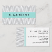 Grafische grijze chevrons aqua blauw professioneel visitekaartje (Voorkant / Achterkant)