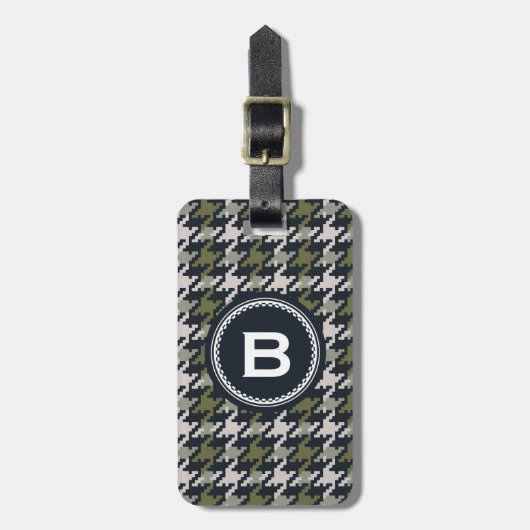 Grafische  grijze monogram voor de schuurplaat bagagelabel (Voorkant verticaal)