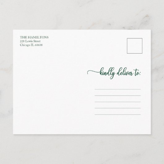 Grafische groene kalligrafie Kerstmis Briefkaart (Achterkant)