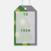 Grafische groene kerstboom elke tekst cadeaulabel (Achterkant)