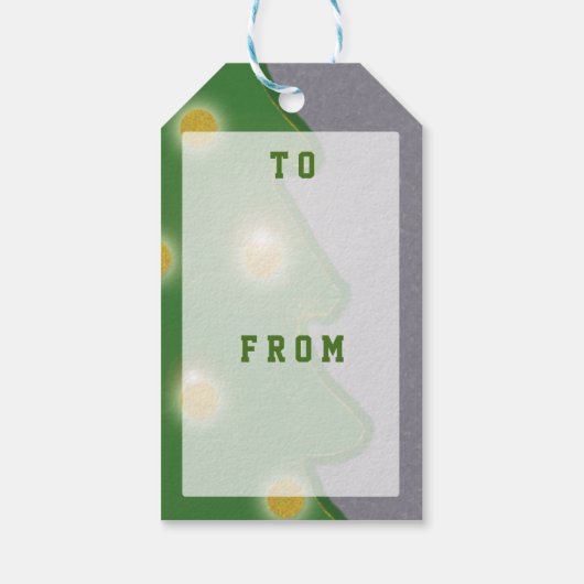 Grafische groene kerstboom elke tekst cadeaulabel (Achterkant)