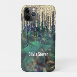 Grafische groene turquoise goudglitter druppelt mo Case-Mate iPhone case