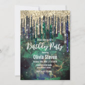 Grafische groene turquoise goudglitter druppelt mo kaart (Voorkant)