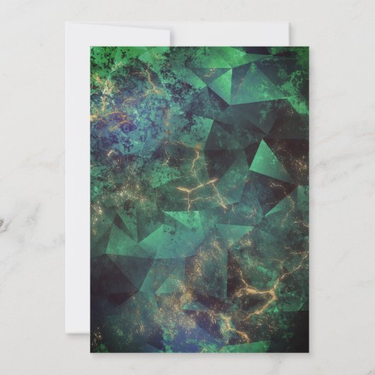 Grafische groene turquoise goudglitter druppelt mo kaart (Achterkant)