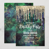 Grafische groene turquoise goudglitter druppelt mo kaart (Voorkant / Achterkant)