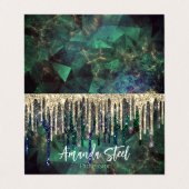 Grafische groene turquoise goudglitter druppelt mo visitekaartje (Buitenkant ongevouwen)