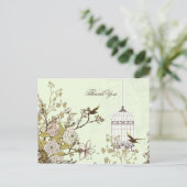 Grafische groene vogelkooi, liefdesvogels Dank je Briefkaart (Staand voorkant)