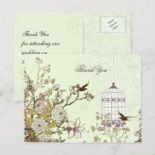 Grafische groene vogelkooi, liefdesvogels Dank je Briefkaart (Voorkant / Achterkant)