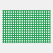 Grafische groene witte strepen plaid grid patroon  inpakpapier vel (Voorkant 2)