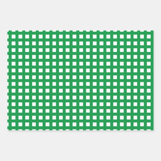Grafische groene witte strepen plaid grid patroon  inpakpapier vel (Voorkant 2)