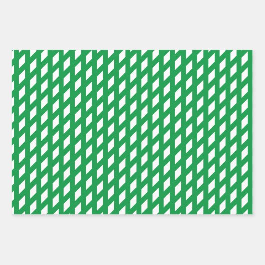 Grafische groene witte strepen plaid grid patroon  inpakpapier vel (Voorkant)