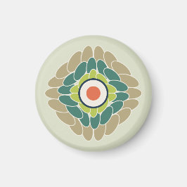 Grafische grüne Blattrosette in Wasabi und Khaki Magneet