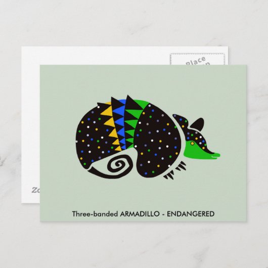 Grafische handgetekende ARMADILLO - Bedreigd dier Briefkaart (Voorkant / Achterkant)