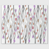 Grafische herfstherfstbladeren en bomen cadeaupapier (Vlak)