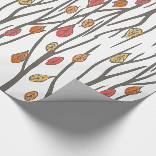 Grafische herfstherfstbladeren en bomen cadeaupapier (Hoek)
