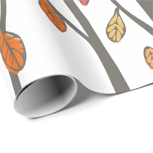 Grafische herfstherfstbladeren en bomen cadeaupapier (Rol Hoek)