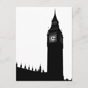 Grafische het silhouet van Big Ben Londen Engeland Briefkaart