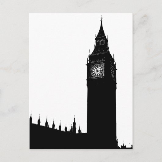 Grafische het silhouet van Big Ben Londen Engeland Briefkaart (Voorkant)