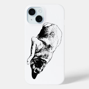 Grafische hondenomtrek beschermt wintertechnologie iPhone 15 case