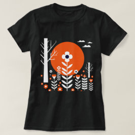 Grafische illustratie van een nachtlandschap t-shirt