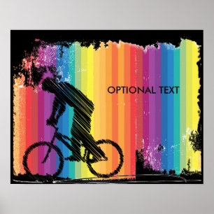 Grafische inktketch van fietlijst op regenboogstri poster