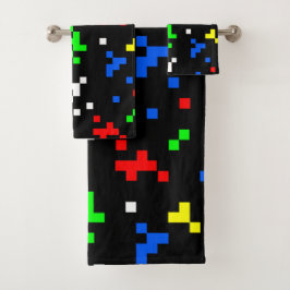 Grafische kaart met 8-bits videobeelden retro bad handdoek