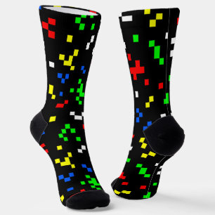 Grafische kaart met 8-bits videobeelden retro sokken