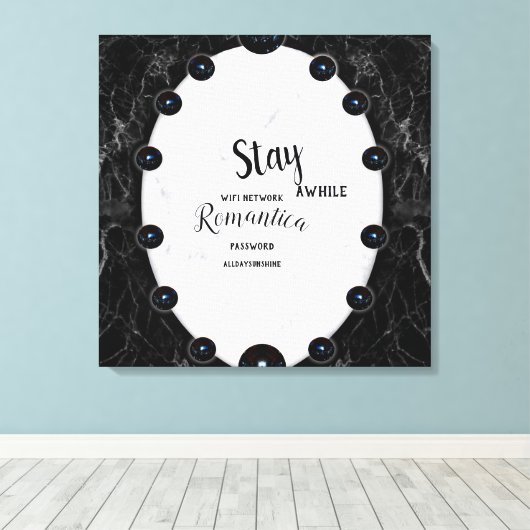 Grafische kaart met witte en zwarte marmer canvas afdruk (Insitu (Houten vloer))