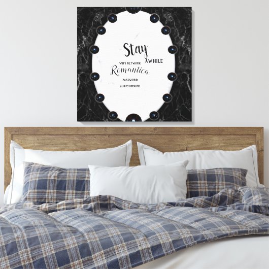 Grafische kaart met witte en zwarte marmer canvas afdruk (Insitu (Slaapkamer))