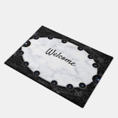 Grafische kaart met witte en zwarte marmer deurmat (Schuin)