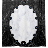 Grafische kaart met witte en zwarte marmer douchegordijn (Voorkant)